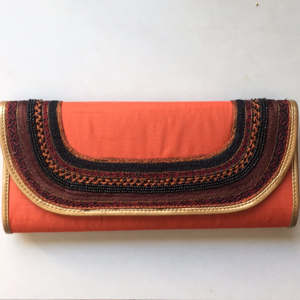 Large beaded and embroidered clutch